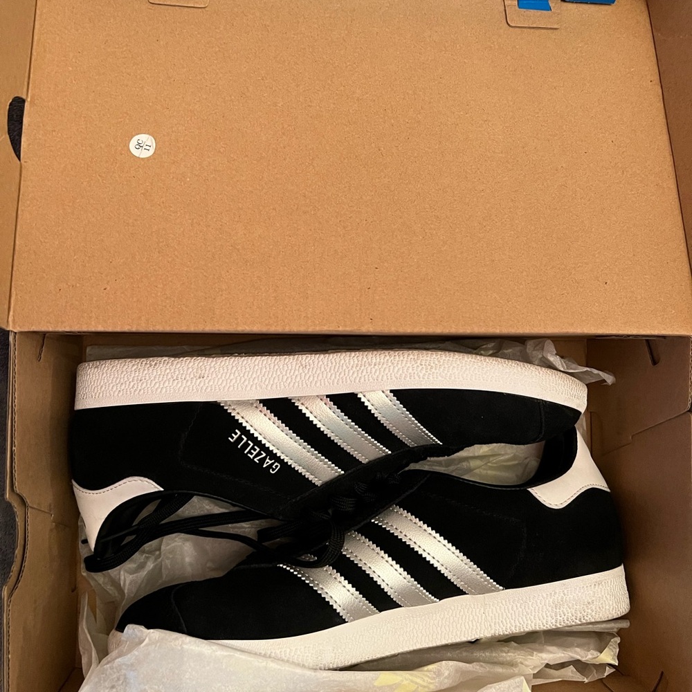 Adidas Gazelle Black and Silver Shoes